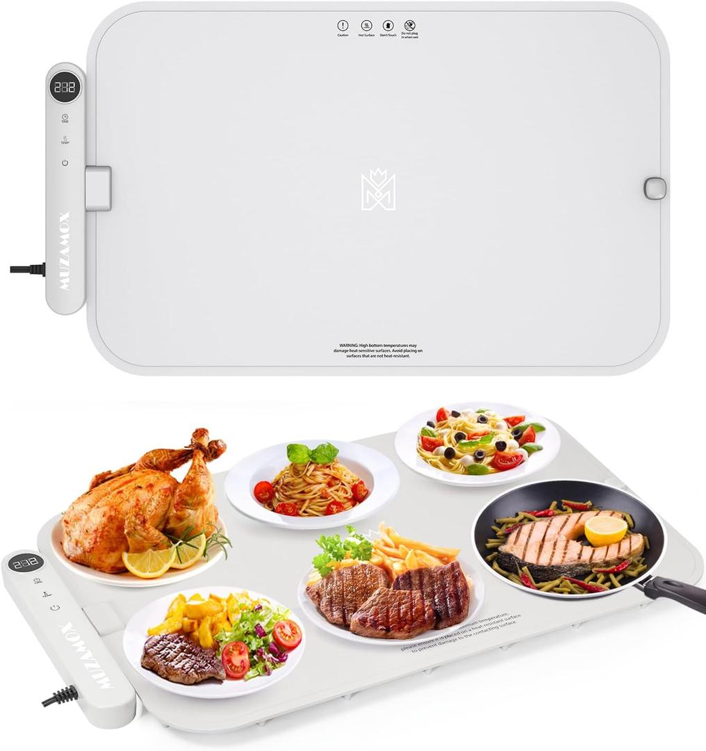 Warming Mat for Food, Advanced Graphene Warming Plate for Food with Rapid and Even Heating, Dishwasher-Safe Silicone Food Warming Mats for Countertop and Buffets Party - Gray, 24"x15"