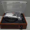 Vinyl Record Player Turntable with Built-in Bluetooth Receiver & 2 Stereo Speakers, 3 Speed 3 Size Portable Retro Record Player for Entertainment and Home Decoration (Brown)