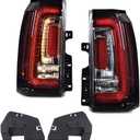 PIT66 LED Tail Lights Compatible with 2015-2020 GMC Yukon/Yukon XL (submodel: Denali, SLE, SLT) Driver and Passenger Side Rear Light Lamp Assembly (Clear)