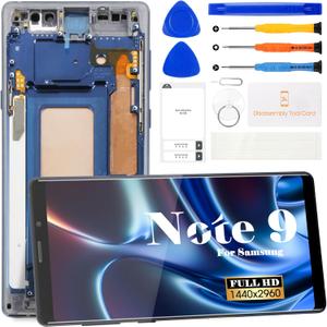 TFT for Samsung Note 9 Screen Replacement for Samsung Galaxy Note 9 LCD Digitizer for Samsung SM-N960 Touch Screen Display Assembly Repair Kits (with Frame) (Blue)