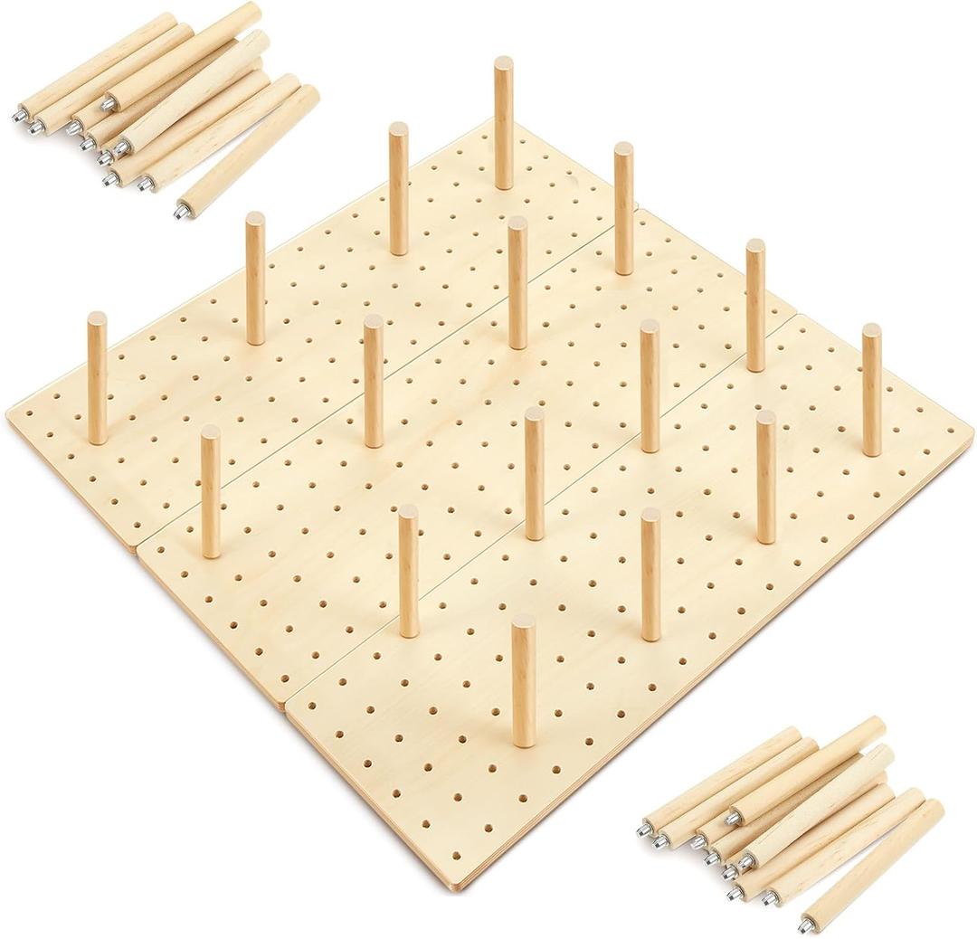 3 Pcs Wood Pegboard Drawer Organizer, Natural Wood, 17 x 5.91 Inch, Pine