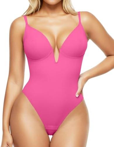 Popilush Shapewear Bodysuits for Women - Tummy Control Body Suits for Womens Deep V Corset Tops Thong Concert Outfits Size XL