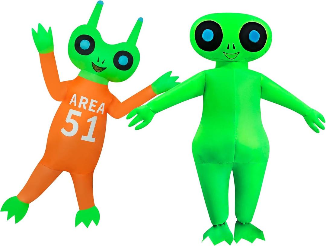 2 Packs Inflatable Alien Costume Halloween Blow up Outfit Costume for Adult/Halloween/Christmas Party/Carnival (Prisoner/Walking Alien)