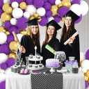 Purple Gold and White Balloon Arch Kit, Different sizes Purple White Balloons Metallic Gold Balloons for Girls Women Birthday Baby Bridal Shower Wedding Graduation Party Decorations