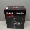 Mueller 12-Cup Drip Coffee Maker - Borosilicate Carafe, Auto-Off, Reusable Filter, Anti-Drip, Keep-Warm Function, Clear Water Level Window Coffee Machine, Kitchen Essentials & Accessories (Black)