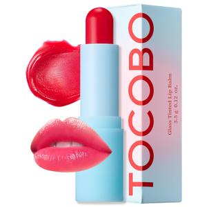 TOCOBO Glass Tinted Lip Balm 011 Flush Cherry  Vegan Korean Lip Care for Deep Hydration - Tinted Glass Glow Moisturizing with Vibrant Cherry Pink Color - Non-Sticky Radiant Finish, 0.12 oz.