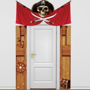 Hahafelt Pirates Door Banner Pirate Party Decoration Captain Hat Skull Crossed Swords Door Banner Nautical Porch Sign Hanging Wall Decor for Treasure Hunt Birthday Halloween Photo Prop Supplies