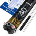 YoToolGDS Left Hand Wind（Black Cone）2" Garage Door Torsion Spring with Non-Slip Winding Bars & Gloves, High Precision Electrophoresis Black Coated, for Replacement, MIN 16,000 Cycles (0.250x2''x40'')