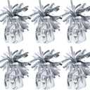 6 Pack Silver Balloon Weights Metallic Holder Anchors Balloon Holder Weights for for Birthday 2025 Graduation Party Christmas Wedding Celebration Decoration (Silver)