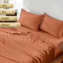 Full Sheet Set,4 Pieces Hotel Luxury Breathable Soft Microfiber Bedsheets, Anti Pilling Deep Pockets Easy Care Bed Sheets, Brunt Orange