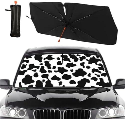 Socira Cow Print Windshield Sun Shade Umbrella Foldable Cow Sunshade for Front Window Auto Windshield Sunshade Covers Car Accessories Protect from Sun Rays Heat 57'' X 30''