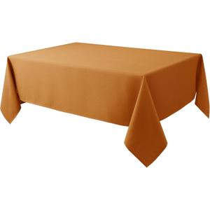 Biscaynebay Fall Tablecloth Textured Fabric 60x84 Inch Rectangular, Bronze Thanksgiving Autumn Harvest Water Resistant Fabric Tablecloths for Kitchen, Dining, Wedding, Parties Machine Washable