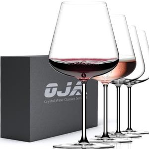 Red Wine Glasses Set of 4, 28 oz Large Wine Glasses, Hand Blown Crystal Clearer, Lighter for Tasting, Unique Gifts for Anniversary, Birthday, Wedding, Father's Day