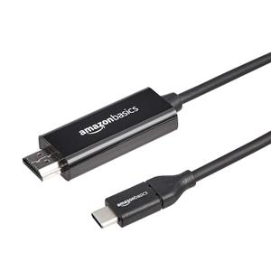 Amazon Basics Uni-Directional USB-C (Source) to HDMI (Display) Cable Adapter (Thunderbolt 3 Compatible) 4K@30Hz, 6 feet, Black