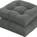 19x19 Outdoor Chair Cushions Set of 2, Wicker Patio Furniture Cushions with Tufted Buttons, Thick Outdoor Seat Cushions for Lawn Chairs, Overstuffed and Water Resistant, Grey