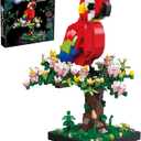 Macaw Parrot Building Blocks Set with Cherry Blossom Tree Micro Mini Bricks Botanical Bird Toy DIY Desk Decor Home Office Display Ornament Creative Hobby Gifts for Adults Teens