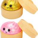 2 Pcs 2.1" Mini Glitter Dumpling Squishy Toy, Dumpling Squishy Mystery Box, Fun Stress Relief Sensory Fidget Toy for Kids and Adults, Collectible Desk Decor Gifts