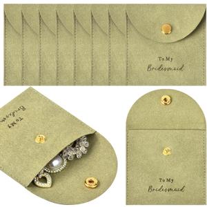 CEELGON Jewelry Bags Bridesmaid Gifts Set of 8 Velvet Small Jewelry Pouch with Button Bracelet Earring Necklace Packaging Bridesmaid Proposal Gift Bags Bridal Party Favors Gifts (Green)