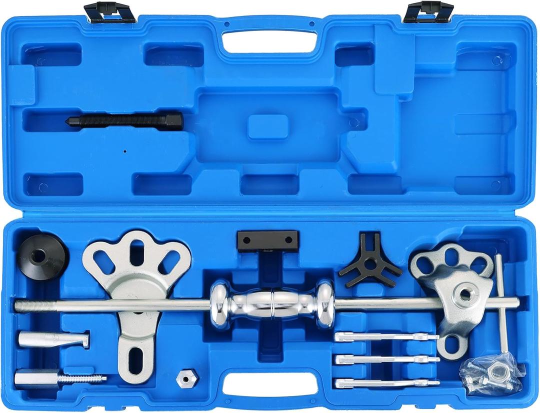 9-Way Slide Hammer Puller Set | 19PCS Front Wheel Hub Bearing Remover & Rear Wheel Axle Hub Dent Repare Tool Kit Internal/External Slide Hammer Puller Set