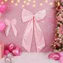 Pink Bow Decor 2 Pack,Large & Small Pink Coquette Room Backdrop Wall Decor for Valentine's Day Bachelorette Bridal Shower Wedding Birthday Christmas Decorations