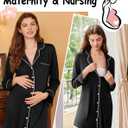 Ekouaer Nightgowns for Women Long Sleeve Nightshirt Button Down Sleepshirt Nightdress Boyfriend Sleepwear S-XXXL (Black, M)