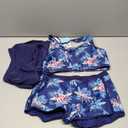 Yonique 3 Piece Athletic Tankini Swimsuits for Women with Shorts Swim Tank Tops with Sports Bra and Boyshorts Bathing Suits (Large, Blue Floral)