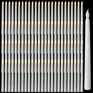 Baquler 100 Pcs 9.7 Inch LED Flameless Taper Candles Bulk Battery Operated Taper Candles Flickering Candlesticks for Wedding Church Holiday Table Decoration