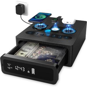 Biometric Gun Safe, 0.1S Fingerprint Access & 3-in-1 Wireless Charging