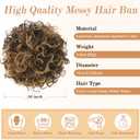 PEACOCO Messy Bun Short Curly Ponytail Extension Elastic Drawstring Loose Hair Bun for Women with Thinning Hair High Temperature Synthetic Fiber Hair Bun Extension 80g, Brown Mixed Dark Blonde