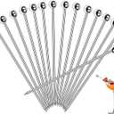 PECULA 30 Pcs Cocktail Picks, Appetizer Skewers Stainless Steel, Cocktail Skewers Cleanable and Reusable, Toothpicks for Food and Drinks, Bar Party, Barbeque Snacks, Sandwiches, and Fruit (4.2Inch)