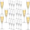 24 Pack Plastic Champagne Flutes, Shatterproof Reusable Fancy Crystal Clear Champagne Glasses, 5 oz Acrylic Unbreakable Elegant Party Drinking Cocktail  Glasses Wedding Birthday Bar Goblets (Transparent)