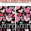Valentines Day Welcome Garden Flag 12x18 Inch Double Sided Mini Flags, Cute Pink and Red HeartsTasteful Yard Sign for Front Porch, Lawn, Yard, Outdoor Decor DF965