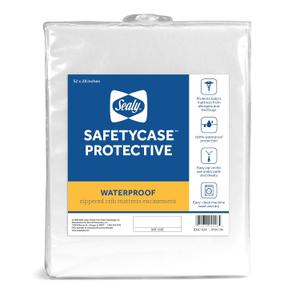 Sealy Baby SafetyCase Protective Waterproof Fitted Zippered Infant Crib Mattress Protector Pad and Toddler Bed Cover Encasement, Bug and Allergy Protection, Machine Washable, 52 x 28- White (Crib (Pack of 1))