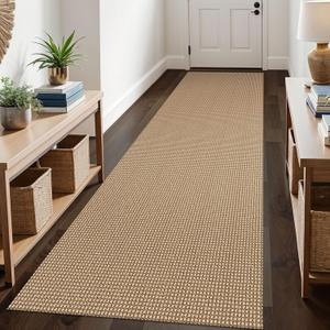 KOZYFLY Boho Runners for Hallways 3x10 ft Washable Kitchen Runner Non Slip Rubber Backed Hallway Rugs Cotton Entryway Runner Rug Floor Carpet for Indoor Hall, Backdoor, Kitchen, Tan/Orange/Brown