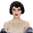 STfantasy 20S Finger Wave Wig Flapper Curly Synthetic Hair for Women 1920s Cosplay Costume Halloween Party Daily Everyday Wear (Dark Brown)