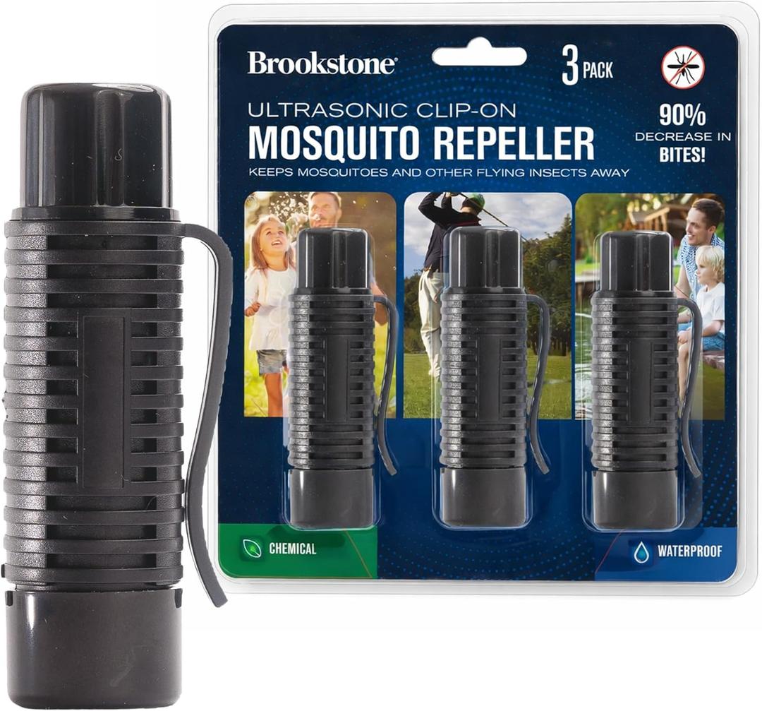 Brookstone Portable Ultrasonic Mosquito Repeller – 3 Pack | Compact Plug-in Indoor Pest Repellent | Ultrasonic Technology | Quiet Operation for Home, Bedroom & Office