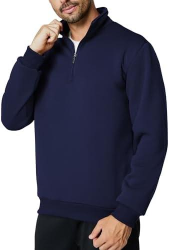 Men's Quarter Zip Up Pullover Long Sleeve Mock Neck Sweatshirt Casual Slim Fit Fleece Sweatersv M