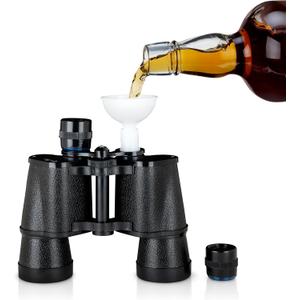 True 1 Box, Binocular Flask, Gameday Hidden Flask, Hidden Alcohol Barware Accessory, Holds 16 oz, Black
