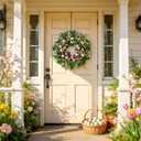 Bibelot 24 Inch Easter Wreath for Front Door, Tulip Easter Egg Wreath with Colorful Berries, Spring Floral Wreaths for Home Wall Window Farmhouse Decor