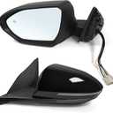 Left Driver Side Mirror Assembly Fits 2022 2023 2024 Hyundai Tucson with Power Glass Heated Turn Signal Blind Spot Detection and Manual Folding Match to Black Replace HY1320328 (8 Pins)