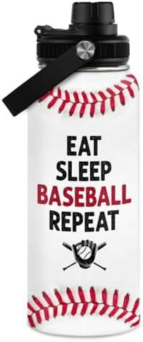 Baseball Water Bottle 32 Oz - Insulated Stainless Steel Sport Bottles with Lid - Baseball Gift for Men Players Fan Coach