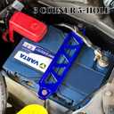 MUQIDA Battery Hold Down Bracket, Aluminum Alloy Battery Tie Down Set with 7.9 in J-Shaped Bolts, Rustproof Battery Lock Holder Mounting Bracket for Most Vehicles, Car Accessories (Blue)
