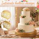 Wenqik 2 Pack Cake Stand Set, 14/16 Inch Metal Round Cupcake Dessert Stand Decorative Elegant Cake Display for Weddings Party Birthday Baby Showers Anniversary(Ornate Floral,Gold)