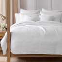 Levtex Home Cross Stitch Reversible King/Cal King Quilt Set (106x92in) and 2 Pillow Shams (36x20in) - Stitch Texture - Bright White - Cotton King Size Quilt Bedding Set - Lightweight Soft Pre-Washed