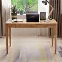 Solid Wood Desk with Drawers, Small Computer Desk for Small Spaces, Gaming Study Home Office Desks for Work, Student PC Desk for Bedroom, Escritorios para Cuartos (Wood Color, 47inch)