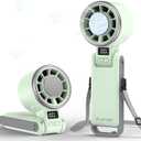 Upgraded Portable Handheld Fan with 60F Ice Cooling, Up tp 12Hrs Hand Held Portables Fans, 5 Speed 25550RPM Powerful Portable Fan Handheld, Hand/Neck/Desk Fan 3 IN 1(Green)