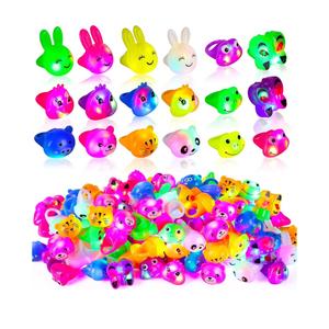 Leyndo 150 Pcs LED Light up Rings Party Favors Glow in the Dark, Animal Glow Rubber Rings Jelly LED Finger Lights for Kids Birthday Valentine's Day Goodie Bags Concert Shows Party Supplies(Animal)