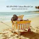 Beach Wagon for Sand with 6.7" Fat Tires, Foldable Beach Cart for Beach & Camping, Large Capacity Easy-Pull Wagon, Cala Serena Ochre Stripe