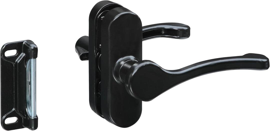 National Hardware N262-204 Lever Latch Black 1-3/4 in Hole Spacing Zinc Die-Cast Door Security Latch for Screen and Storm Doors Interior Exterior Locking Mechanism