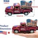 4th of July Decorations Patriotic Vintage Metal Truck Decor with Wooden USA Flag & Stars for Home & Office, America 250th Anniversary Independence Day Memorial Day Patriotic Table Centerpiece Gifts